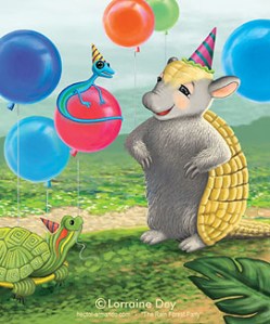 Hector Armando the Armadillo - "The Rain Forest Party" by Lorraine Dey